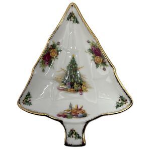 1990 Royal Albert LTD Christmas Magic Tree Shaped Sweet Dish Bone China #55